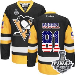 Phil Kessel Pittsburgh Penguins Reebok Authentic USA Flag Fashion 2016 Stanley Cup Final Bound NHL Jersey (Black/Gold)