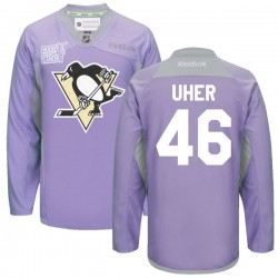 Dominik Uher Pittsburgh Penguins Reebok Authentic 2016 Hockey Fights Cancer Practice Jersey (Purple)