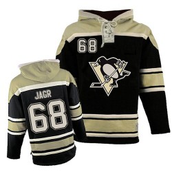 Jaromir Jagr Pittsburgh Penguins Authentic Old Time Hockey Sawyer Hooded Sweatshirt Jersey (Black)