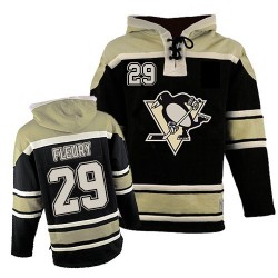 Marc-Andre Fleury Pittsburgh Penguins Authentic Old Time Hockey Sawyer Hooded Sweatshirt Jersey (Black)