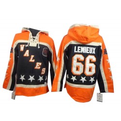 Mario Lemieux Pittsburgh Penguins Authentic Old Time Hockey All Star Sawyer Hooded Sweatshirt Jersey (Black)