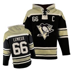 Mario Lemieux Pittsburgh Penguins Youth Premier Old Time Hockey Sawyer Hooded Sweatshirt Jersey (Black)