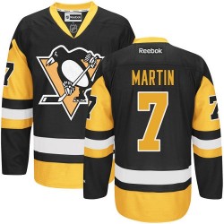 Paul Martin Pittsburgh Penguins Reebok Premier Black/ Third Jersey (Gold)