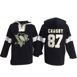 Sidney Crosby Pittsburgh Penguins Authentic Old Time Hockey Pullover Hoodie Jersey (Black)