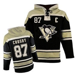 Sidney Crosby Pittsburgh Penguins Youth Authentic Old Time Hockey Sawyer Hooded Sweatshirt Jersey (Black)