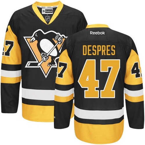 Simon Despres Pittsburgh Penguins Reebok Premier Black/ Third Jersey (Gold)