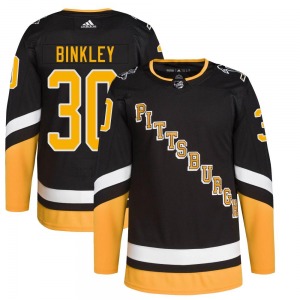 Les Binkley Pittsburgh Penguins Adidas Youth Authentic 2021/22 Alternate Primegreen Pro Player Jersey (Black)