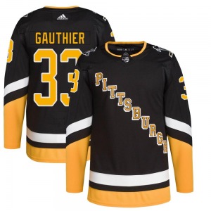 Taylor Gauthier Pittsburgh Penguins Adidas Youth Authentic 2021/22 Alternate Primegreen Pro Player Jersey (Black)