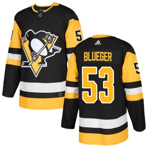 Teddy Blueger Pittsburgh Penguins Adidas Youth Authentic Black Home Jersey (Blue)