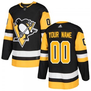 Custom Pittsburgh Penguins Adidas Youth Authentic Custom Home Jersey (Black)