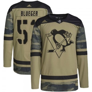 Teddy Blueger Pittsburgh Penguins Adidas Youth Authentic Camo Military Appreciation Practice Jersey (Blue)