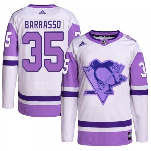 Tom Barrasso Pittsburgh Penguins Adidas Authentic Hockey Fights Cancer Primegreen Jersey (White/Purple)