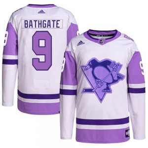 Andy Bathgate Pittsburgh Penguins Adidas Authentic Hockey Fights Cancer Primegreen Jersey (White/Purple)