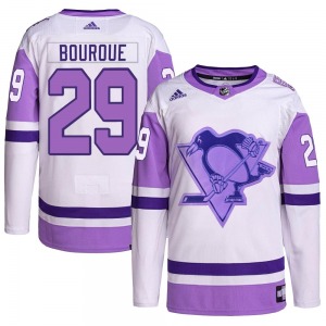Phil Bourque Pittsburgh Penguins Adidas Authentic Hockey Fights Cancer Primegreen Jersey (White/Purple)