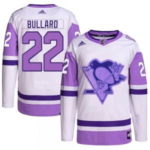 Mike Bullard Pittsburgh Penguins Adidas Authentic Hockey Fights Cancer Primegreen Jersey (White/Purple)