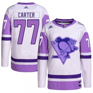 Jeff Carter Pittsburgh Penguins Adidas Authentic Hockey Fights Cancer Primegreen Jersey (White/Purple)