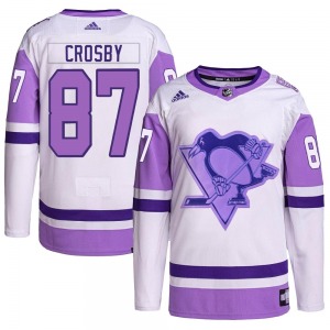 Sidney Crosby Pittsburgh Penguins Adidas Authentic Hockey Fights Cancer Primegreen Jersey (White/Purple)