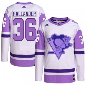 Filip Hallander Pittsburgh Penguins Adidas Authentic Hockey Fights Cancer Primegreen Jersey (White/Purple)