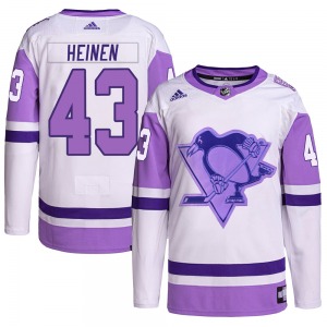 Danton Heinen Pittsburgh Penguins Adidas Authentic Hockey Fights Cancer Primegreen Jersey (White/Purple)