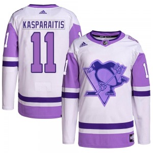 Darius Kasparaitis Pittsburgh Penguins Adidas Authentic Hockey Fights Cancer Primegreen Jersey (White/Purple)