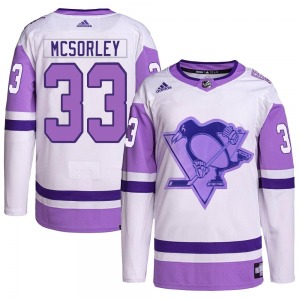 Marty Mcsorley Pittsburgh Penguins Adidas Authentic Hockey Fights Cancer Primegreen Jersey (White/Purple)
