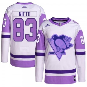 Matt Nieto Pittsburgh Penguins Adidas Authentic Hockey Fights Cancer Primegreen Jersey (White/Purple)