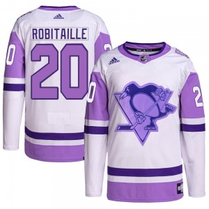 Luc Robitaille Pittsburgh Penguins Adidas Authentic Hockey Fights Cancer Primegreen Jersey (White/Purple)