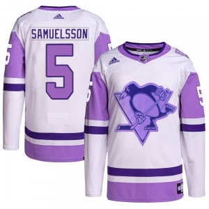Ulf Samuelsson Pittsburgh Penguins Adidas Authentic Hockey Fights Cancer Primegreen Jersey (White/Purple)