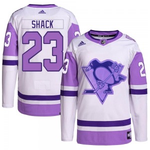 Eddie Shack Pittsburgh Penguins Adidas Authentic Hockey Fights Cancer Primegreen Jersey (White/Purple)