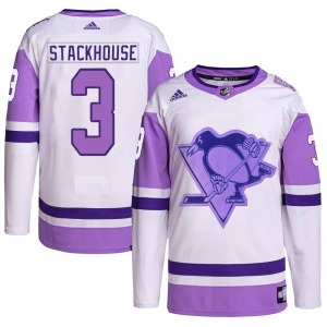 Ron Stackhouse Pittsburgh Penguins Adidas Authentic Hockey Fights Cancer Primegreen Jersey (White/Purple)