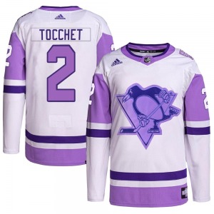 Rick Tocchet Pittsburgh Penguins Adidas Authentic Hockey Fights Cancer Primegreen Jersey (White/Purple)
