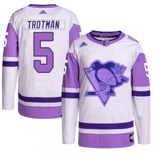 Zach Trotman Pittsburgh Penguins Adidas Authentic Hockey Fights Cancer Primegreen Jersey (White/Purple)