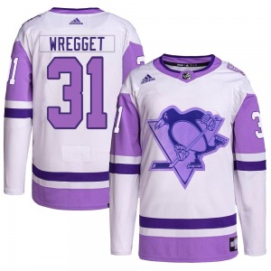 Ken Wregget Pittsburgh Penguins Adidas Authentic Hockey Fights Cancer Primegreen Jersey (White/Purple)