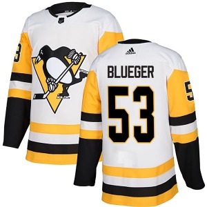 Teddy Blueger Pittsburgh Penguins Adidas Youth Authentic White Away Jersey (Blue)