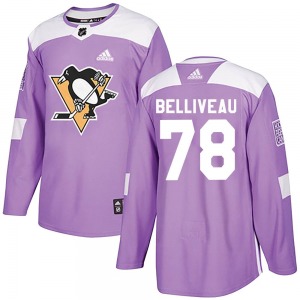 Isaac Belliveau Pittsburgh Penguins Adidas Authentic Fights Cancer Practice Jersey (Purple)