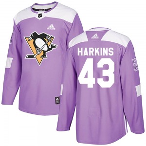 Jansen Harkins Pittsburgh Penguins Adidas Authentic Fights Cancer Practice Jersey (Purple)