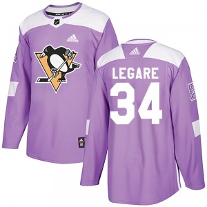 Nathan Legare Pittsburgh Penguins Adidas Authentic Fights Cancer Practice Jersey (Purple)