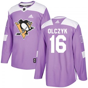 Ed Olczyk Pittsburgh Penguins Adidas Authentic Fights Cancer Practice Jersey (Purple)