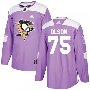 Kyle Olson Pittsburgh Penguins Adidas Authentic Fights Cancer Practice Jersey (Purple)