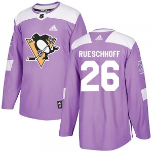 Austin Rueschhoff Pittsburgh Penguins Adidas Authentic Fights Cancer Practice Jersey (Purple)