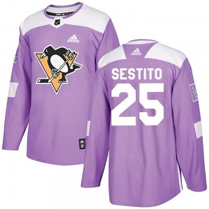 Tom Sestito Pittsburgh Penguins Adidas Authentic Fights Cancer Practice Jersey (Purple)