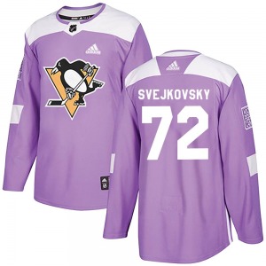 Lukas Svejkovsky Pittsburgh Penguins Adidas Authentic Fights Cancer Practice Jersey (Purple)