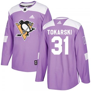 Dustin Tokarski Pittsburgh Penguins Adidas Authentic Fights Cancer Practice Jersey (Purple)