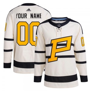 Custom Pittsburgh Penguins Adidas Youth Authentic Custom 2023 Winter Classic Jersey (Cream)