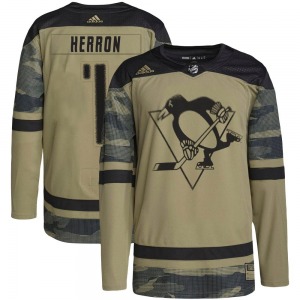 Denis Herron Pittsburgh Penguins Adidas Authentic Military Appreciation Practice Jersey (Camo)