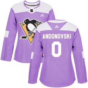 Corey Andonovski Pittsburgh Penguins Adidas Women's Authentic Fights Cancer Practice Jersey (Purple)