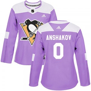Sergei Anshakov Pittsburgh Penguins Adidas Women's Authentic Fights Cancer Practice Jersey (Purple)