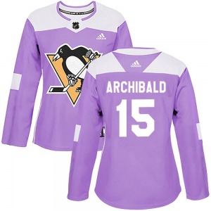 Josh Archibald Pittsburgh Penguins Adidas Women's Authentic Fights Cancer Practice Jersey (Purple)