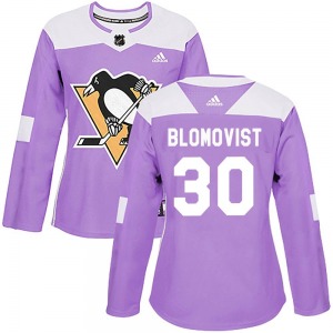 Joel Blomqvist Pittsburgh Penguins Adidas Women's Authentic Fights Cancer Practice Jersey (Purple)