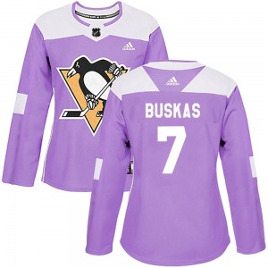 Rod Buskas Pittsburgh Penguins Adidas Women's Authentic Fights Cancer Practice Jersey (Purple)